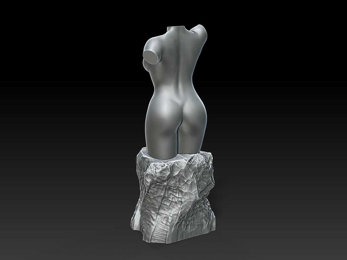 Naked Female Torso Sculpture. Beautiful Women's Figurine. Unique Author's Work.